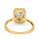 Emerald Cut Art Deco Halo Wedding Bridal Engagement Ring Round Simulated Cubic Zirconia 925 Sterling Silver