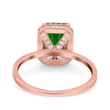 Emerald Cut Art Deco Halo Wedding Bridal Engagement Ring Round Simulated Cubic Zirconia 925 Sterling Silver