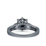 Art Deco Wedding Engagement Bridal Ring Round Simulated Cubic Zirconia 925 Sterling Silver