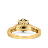 Art Deco Wedding Engagement Bridal Ring Round Simulated Cubic Zirconia 925 Sterling Silver