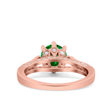 Art Deco Wedding Engagement Bridal Ring Round Simulated Cubic Zirconia 925 Sterling Silver