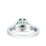 Art Deco Wedding Engagement Bridal Ring Round Simulated Cubic Zirconia 925 Sterling Silver