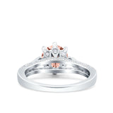 Art Deco Wedding Engagement Bridal Ring Round Simulated Cubic Zirconia 925 Sterling Silver