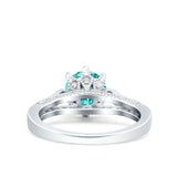 Art Deco Wedding Engagement Bridal Ring Round Simulated Cubic Zirconia 925 Sterling Silver