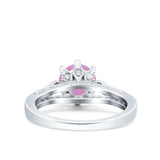 Art Deco Wedding Engagement Bridal Ring Round Simulated Cubic Zirconia 925 Sterling Silver