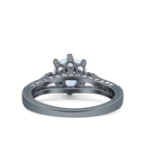 Art Deco Wedding Engagement Bridal Ring Round Simulated Cubic Zirconia 925 Sterling Silver