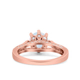 Art Deco Wedding Engagement Bridal Ring Round Simulated Cubic Zirconia 925 Sterling Silver