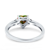 Art Deco Heart Three Stone Wedding Bridal Ring Round Black Simulated Cubic Zirconia 925 Sterling Silver
