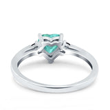 Art Deco Heart Three Stone Wedding Bridal Ring Round Black Simulated Cubic Zirconia 925 Sterling Silver