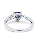 Art Deco Heart Three Stone Wedding Bridal Ring Round Black Simulated Cubic Zirconia 925 Sterling Silver