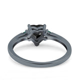 Art Deco Heart Three Stone Wedding Bridal Ring Round Green Emerald Simulated Cubic Zirconia 925 Sterling Silver