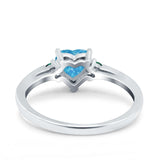 Art Deco Heart Three Stone Wedding Bridal Ring Round Green Emerald Simulated Cubic Zirconia 925 Sterling Silver