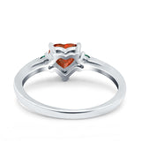Art Deco Heart Three Stone Wedding Bridal Ring Round Green Emerald Simulated Cubic Zirconia 925 Sterling Silver