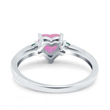 Art Deco Heart Three Stone Wedding Bridal Ring Round Green Emerald Simulated Cubic Zirconia 925 Sterling Silver