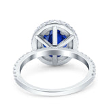 Halo Oval Art Deco Wedding Bridal Ring Band Round Simulated Cubic Zirconia 925 Sterling Silver
