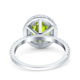 Halo Oval Art Deco Wedding Bridal Ring Band Round Simulated Cubic Zirconia 925 Sterling Silver