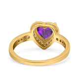 Heart Promise Ring Halo Heart Round Simulated Cubic Zirconia 925 Sterling Silver