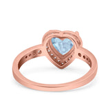Heart Promise Ring Halo Heart Round Simulated Cubic Zirconia 925 Sterling Silver
