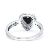 Heart Promise Ring Halo Heart Round Simulated Cubic Zirconia 925 Sterling Silver