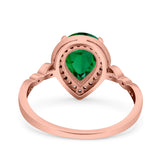 Teardrop Pear Art Deco Wedding Engagement Bridal Ring Round Simulated Cubic Zirconia 925 Sterling Silver