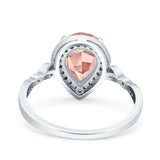 Teardrop Pear Art Deco Wedding Engagement Bridal Ring Round Simulated Cubic Zirconia 925 Sterling Silver