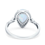 Teardrop Pear Art Deco Wedding Engagement Bridal Ring Round Simulated Cubic Zirconia 925 Sterling Silver