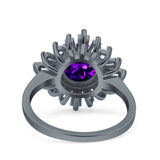 Art Deco Wedding Engagement Bridal Ring Baguette Round Simulated Cubic Zirconia 925 Sterling Silver