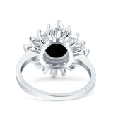 Art Deco Wedding Engagement Bridal Ring Baguette Round Simulated Cubic Zirconia 925 Sterling Silver