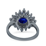Art Deco Wedding Engagement Bridal Ring Baguette Round Simulated Cubic Zirconia 925 Sterling Silver