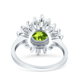 Art Deco Wedding Engagement Bridal Ring Baguette Round Simulated Cubic Zirconia 925 Sterling Silver