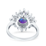 Art Deco Wedding Engagement Bridal Ring Baguette Round Simulated Cubic Zirconia 925 Sterling Silver