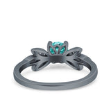 Art Deco Wedding Bridal Ring Leaf Dainty Round Simulated Cubic Zirconia 925 Sterling Silver