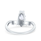Art Deco Solitaire Accent Pear Wedding Engagement Bridal Ring Band Round Simulated Cubic Zirconia 925 Sterling Silver