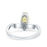 Art Deco Solitaire Accent Pear Wedding Engagement Bridal Ring Band Round Simulated Cubic Zirconia 925 Sterling Silver