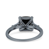 Cushion Cut Art Deco Wedding Bridal Ring Baguette Simulated Cubic Zirconia 925 Sterling Silver