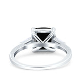Cushion Cut Art Deco Wedding Bridal Ring Baguette Simulated Cubic Zirconia 925 Sterling Silver