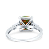 Cushion Cut Art Deco Wedding Bridal Ring Baguette Simulated Cubic Zirconia 925 Sterling Silver