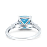 Cushion Cut Art Deco Wedding Bridal Ring Baguette Simulated Cubic Zirconia 925 Sterling Silver