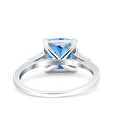 Cushion Cut Art Deco Wedding Bridal Ring Baguette Simulated Cubic Zirconia 925 Sterling Silver