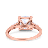 Cushion Cut Art Deco Wedding Bridal Ring Baguette Simulated Cubic Zirconia 925 Sterling Silver