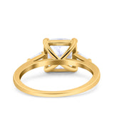 Cushion Cut Art Deco Wedding Bridal Ring Baguette Simulated Cubic Zirconia 925 Sterling Silver