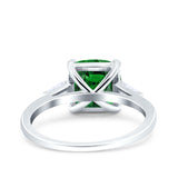 Cushion Cut Art Deco Wedding Bridal Ring Baguette Simulated Cubic Zirconia 925 Sterling Silver
