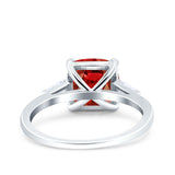 Cushion Cut Art Deco Wedding Bridal Ring Baguette Simulated Cubic Zirconia 925 Sterling Silver