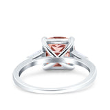 Cushion Cut Art Deco Wedding Bridal Ring Baguette Simulated Cubic Zirconia 925 Sterling Silver