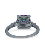 Cushion Cut Art Deco Wedding Bridal Ring Baguette Simulated Cubic Zirconia 925 Sterling Silver