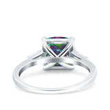 Cushion Cut Art Deco Wedding Bridal Ring Baguette Simulated Cubic Zirconia 925 Sterling Silver
