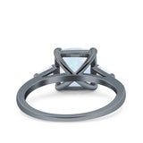 Cushion Cut Art Deco Wedding Bridal Ring Baguette Simulated Cubic Zirconia 925 Sterling Silver