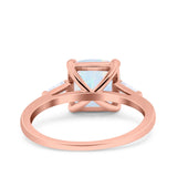 Cushion Cut Art Deco Wedding Bridal Ring Baguette Simulated Cubic Zirconia 925 Sterling Silver