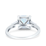 Cushion Cut Art Deco Wedding Bridal Ring Baguette Simulated Cubic Zirconia 925 Sterling Silver
