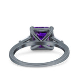 Asscher Cut Art Deco Wedding Engagement Ring Bridal Baguette Simulated Cubic Zirconia 925 Sterling Silver